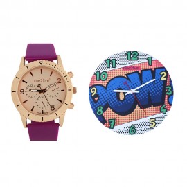 Set de Reloj de Pulso Larisa y Reloj de Pared N2F Morado - Envío Gratuito