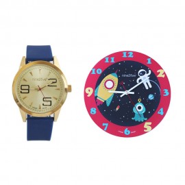 Set de Reloj de Pulso Envy y Reloj de Pared N2F Azul - Envío Gratuito