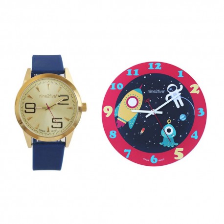 Set de Reloj de Pulso Envy y Reloj de Pared N2F Azul - Envío Gratuito