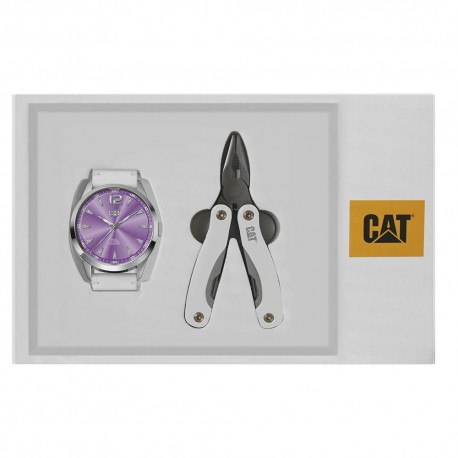 Set de Reloj y Pinzas Multiherramientas Caterpillar Morado - Envío Gratuito