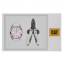 Set de Reloj y Pinzas Multiherramientas Caterpillar Rosa - Envío Gratuito