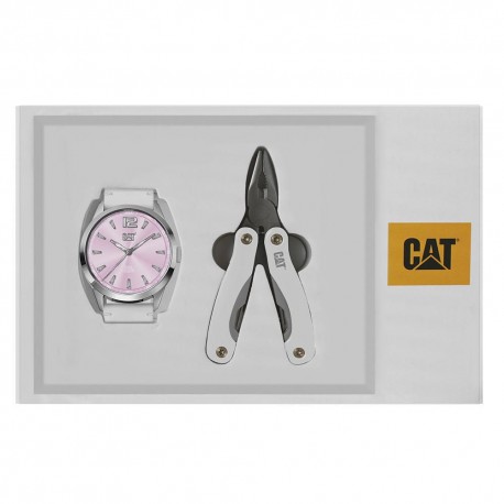 Set de Reloj y Pinzas Multiherramientas Caterpillar Rosa - Envío Gratuito