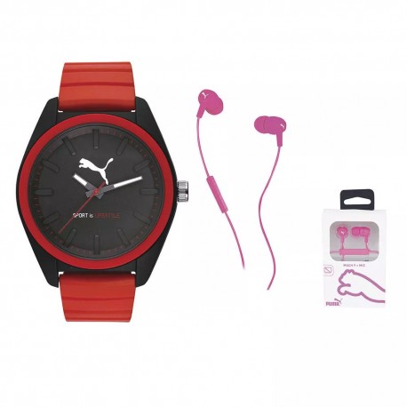 Set de Reloj y Audífonos Puma Rojo - Envío Gratuito