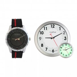 Set de Reloj de Pulso Anger y Reloj de Pared N2F Negro - Envío Gratuito