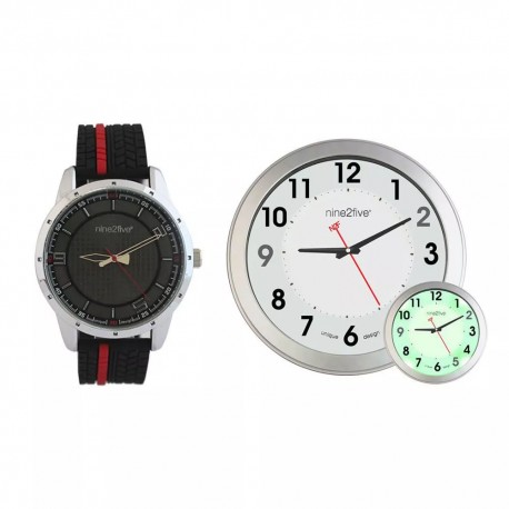 Set de Reloj de Pulso Anger y Reloj de Pared N2F Negro - Envío Gratuito