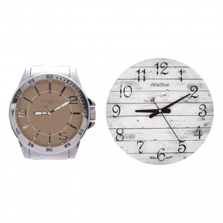 Set de Reloj de Pulso Palermo y Reloj de Pared N2F Plata - Envío Gratuito