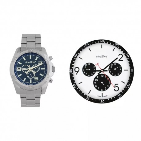 Set de Reloj de Pulso Corfu y Reloj de Pared N2F Blanco - Envío Gratuito