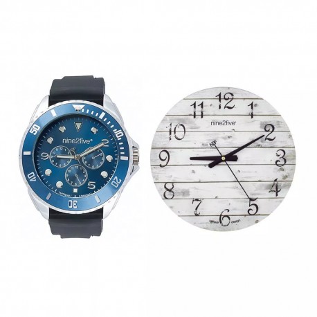 Set de Reloj de Pulso Manly y Reloj de Pared N2F Azul - Envío Gratuito