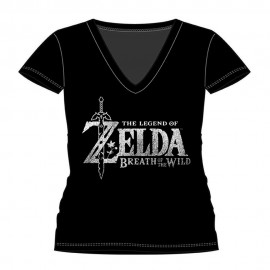 Playera Negra The Legend of Zelda Breath of the Wild con Logo Grande para Mujer - Envío Gratuito