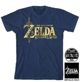 Playera Azul The Legend of Zelda Breath of the Wild con Logo Grande - Envío Gratuito