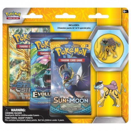 Pokemon Collectors Pin 3pack Legendary Beasts Raikou - Envío Gratuito